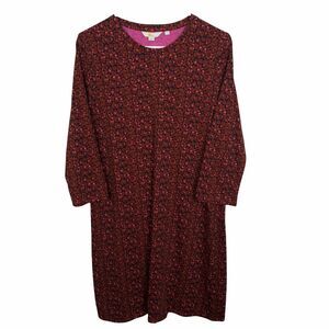 NEW Boden Maroon Floral Long Sleeve Cotton Sleep Shirt Pajamas Womens Size 10